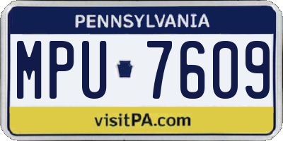 PA license plate MPU7609