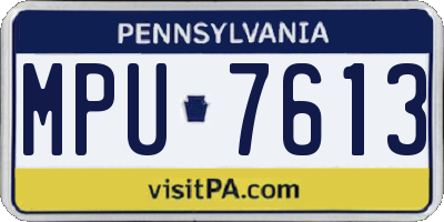 PA license plate MPU7613