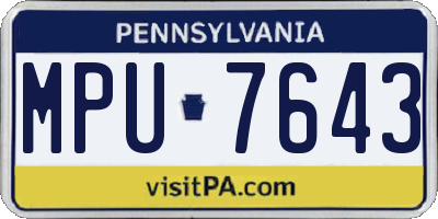 PA license plate MPU7643
