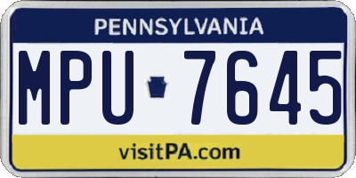PA license plate MPU7645