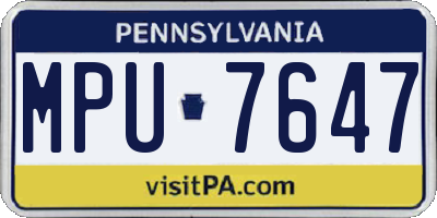 PA license plate MPU7647