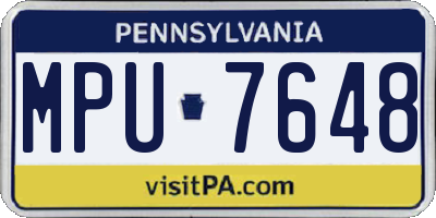 PA license plate MPU7648