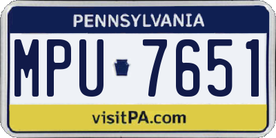 PA license plate MPU7651