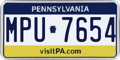 PA license plate MPU7654