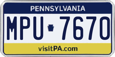 PA license plate MPU7670
