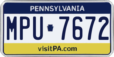 PA license plate MPU7672