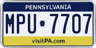 PA license plate MPU7707