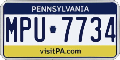 PA license plate MPU7734