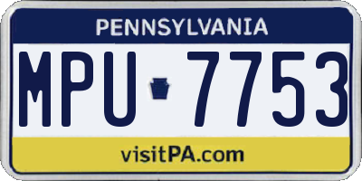 PA license plate MPU7753