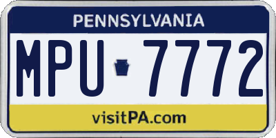 PA license plate MPU7772