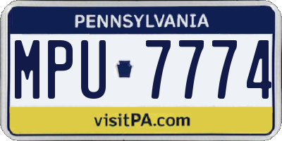 PA license plate MPU7774