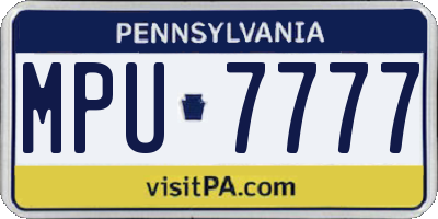 PA license plate MPU7777