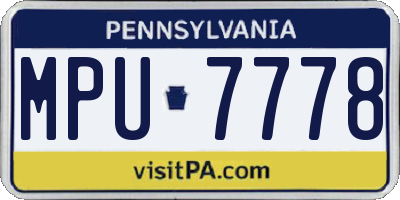 PA license plate MPU7778
