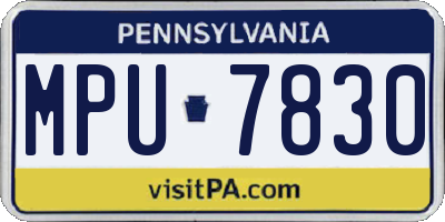 PA license plate MPU7830