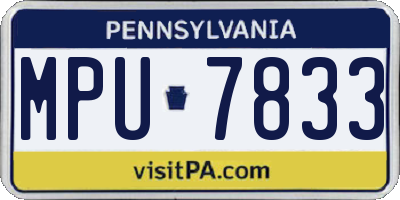 PA license plate MPU7833