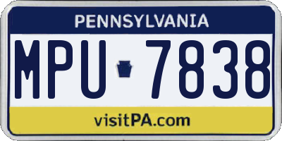 PA license plate MPU7838