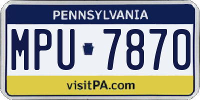 PA license plate MPU7870