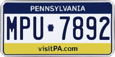 PA license plate MPU7892