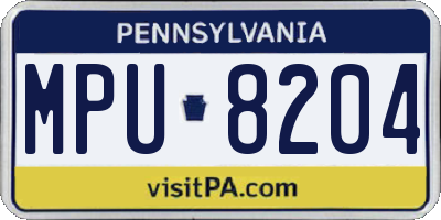 PA license plate MPU8204
