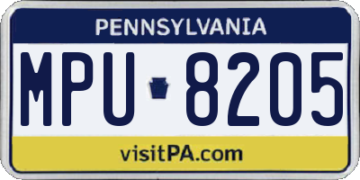 PA license plate MPU8205