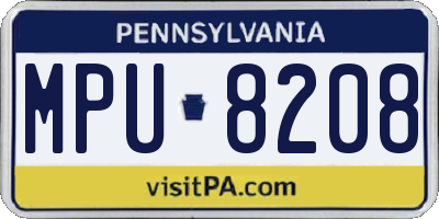PA license plate MPU8208