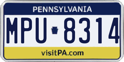 PA license plate MPU8314