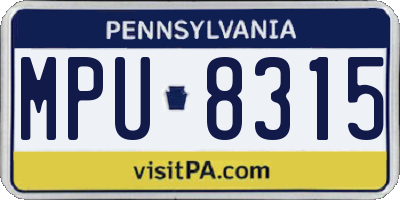 PA license plate MPU8315