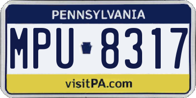 PA license plate MPU8317