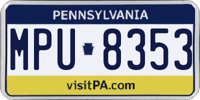 PA license plate MPU8353