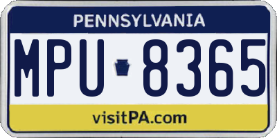 PA license plate MPU8365