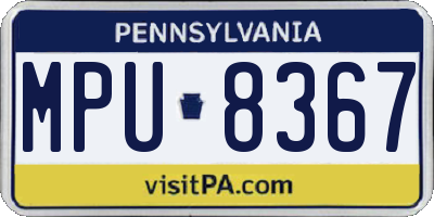 PA license plate MPU8367