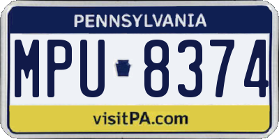 PA license plate MPU8374