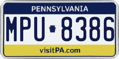 PA license plate MPU8386