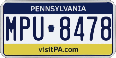 PA license plate MPU8478