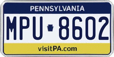 PA license plate MPU8602