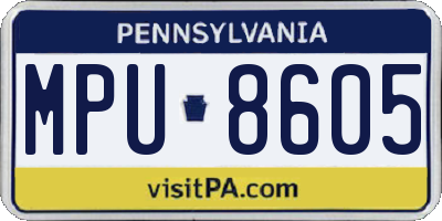 PA license plate MPU8605
