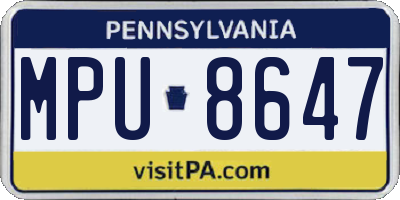PA license plate MPU8647
