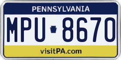 PA license plate MPU8670