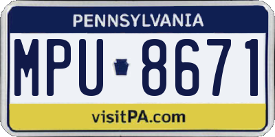 PA license plate MPU8671