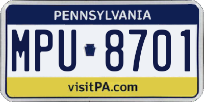 PA license plate MPU8701