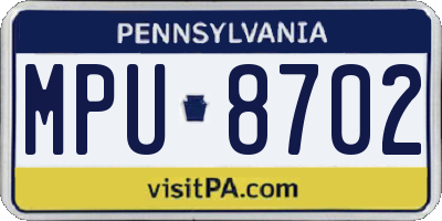 PA license plate MPU8702