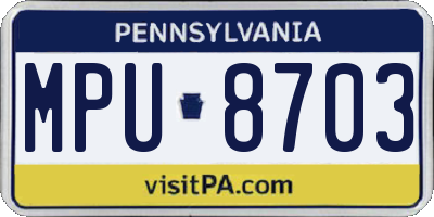 PA license plate MPU8703