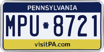 PA license plate MPU8721