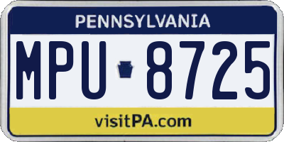 PA license plate MPU8725