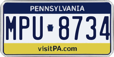 PA license plate MPU8734