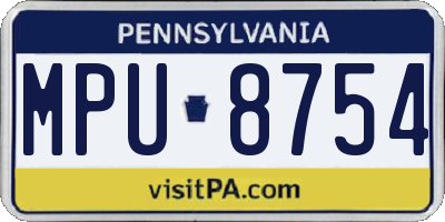 PA license plate MPU8754
