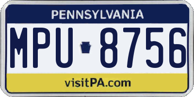 PA license plate MPU8756