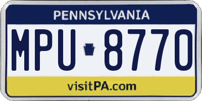 PA license plate MPU8770