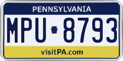 PA license plate MPU8793
