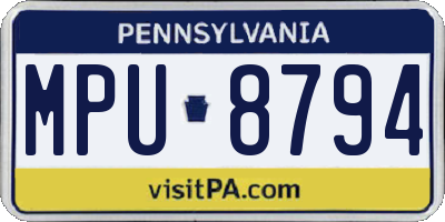 PA license plate MPU8794